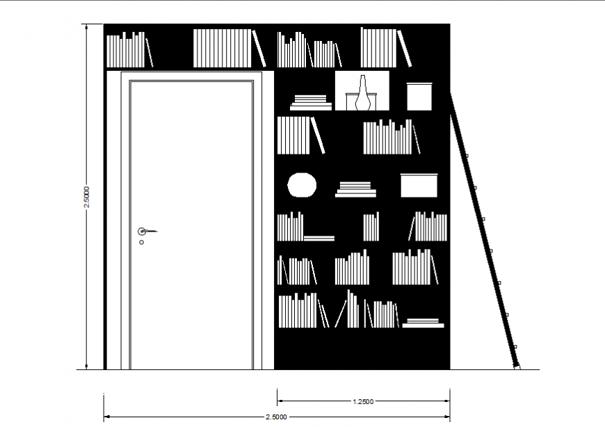 Book furniture front elevation detail dwg file