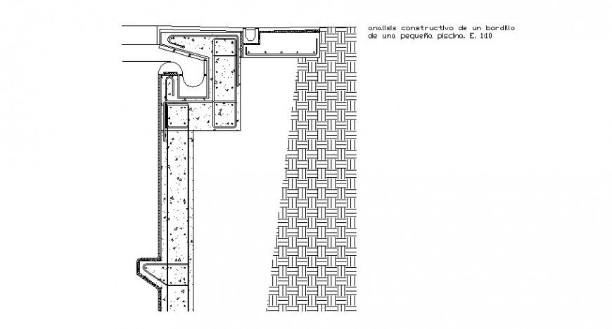 Border of swimming pool constructive structure cad drawing details dwg file