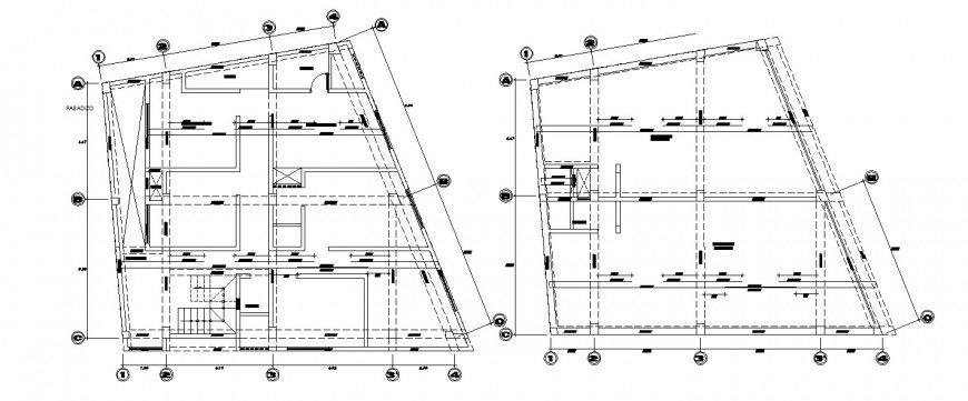 Both floor framing plan structure details of residential trade house dwg file