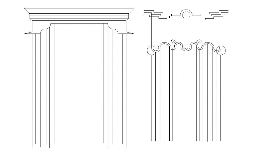 Both ordinary curtains elevation autocad file