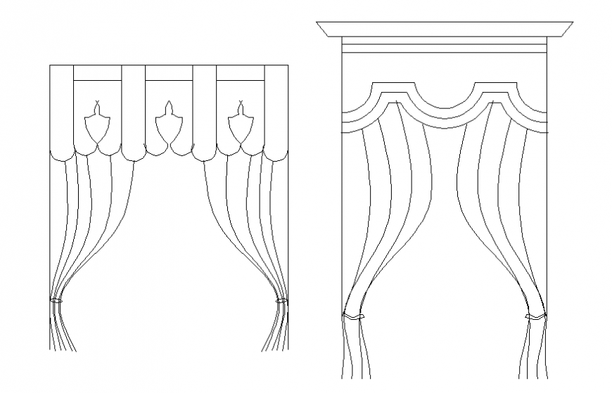 Both popular curtains elevation detail dwg file