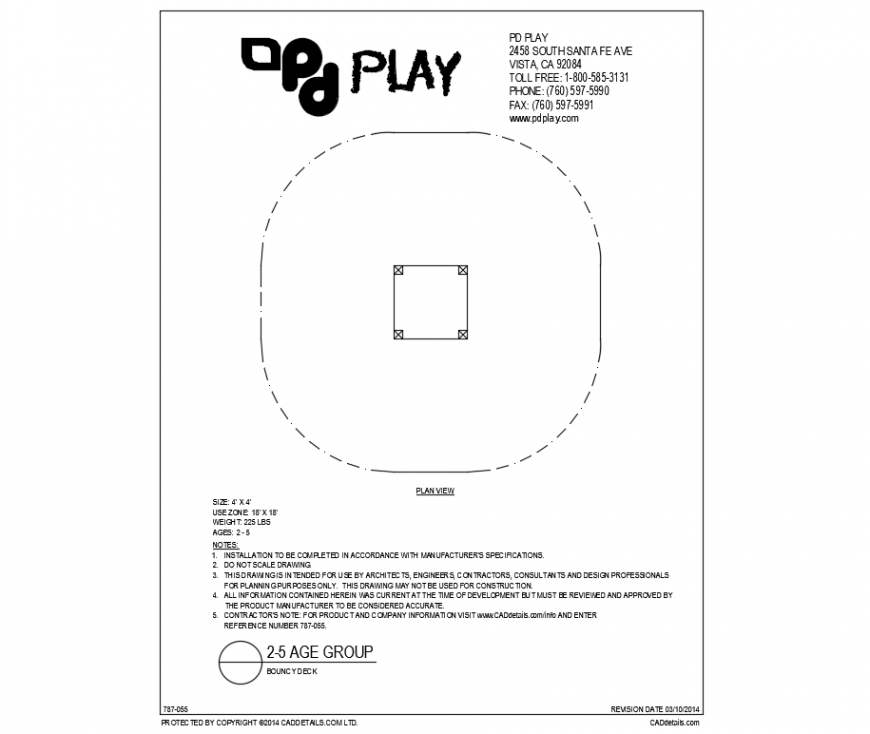 Bouncy deck play equipment details of garden dwg file