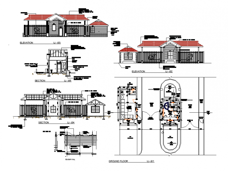 Boundary wall elevation and home planning layout file