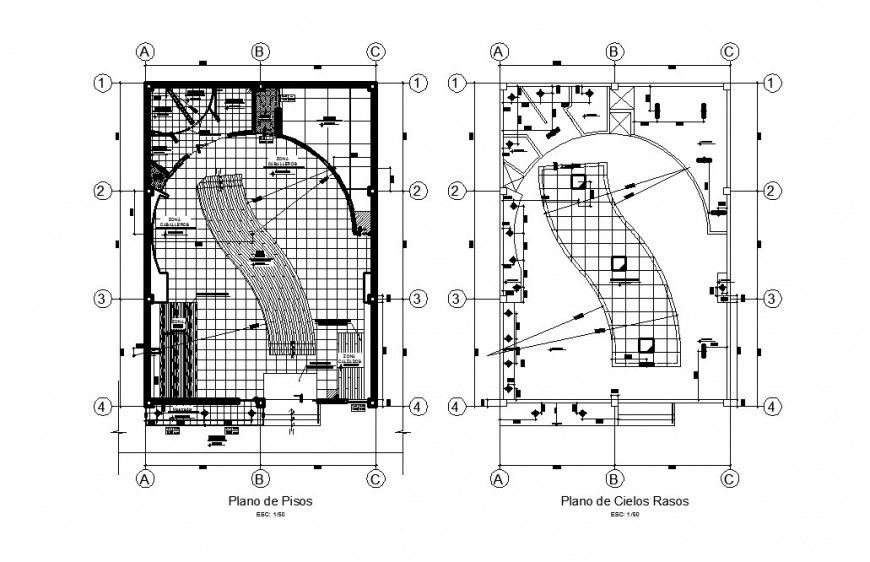 Boutique ground and first floor plan cad drawing details dwg file