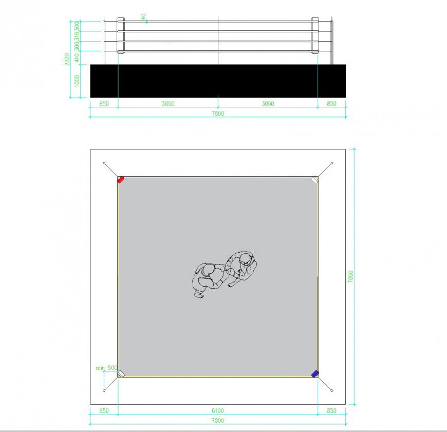 Boxing ring plan autocad file