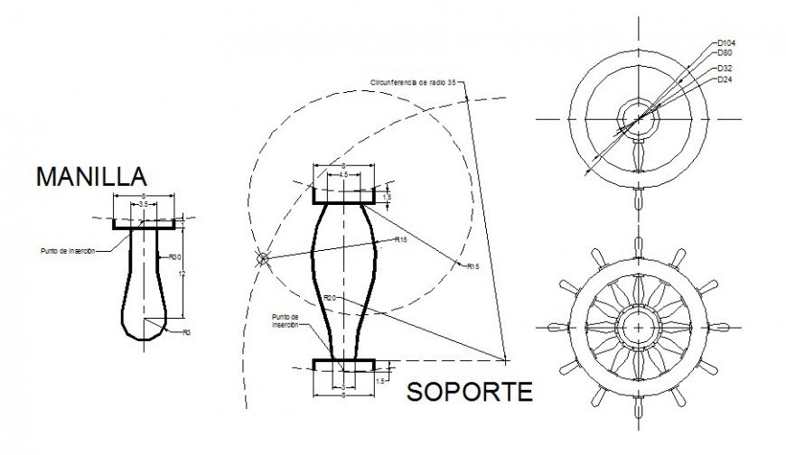 Bracelet and support section plan layout file