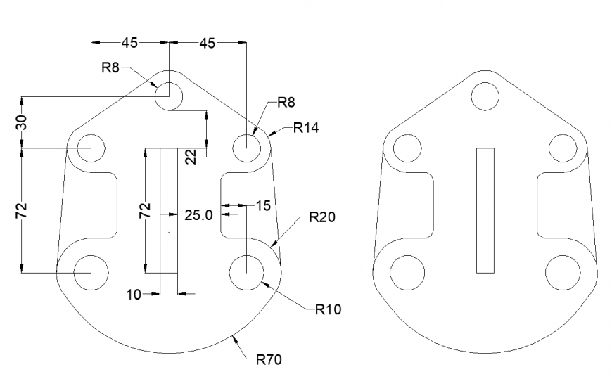 Bracket design with mechanical part dwg file