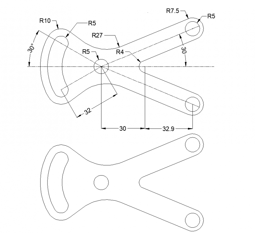 Bracket plan with mechanical part design dwg file