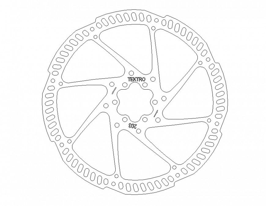 Brake disc detail 2d view CAD structural blocks layout autocad file