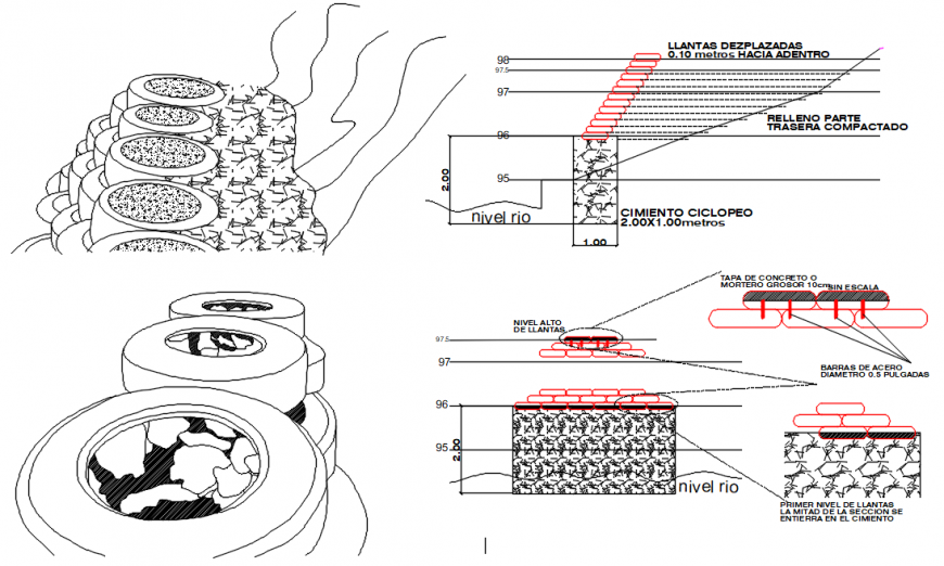 Break in foundation detail of landscaping design