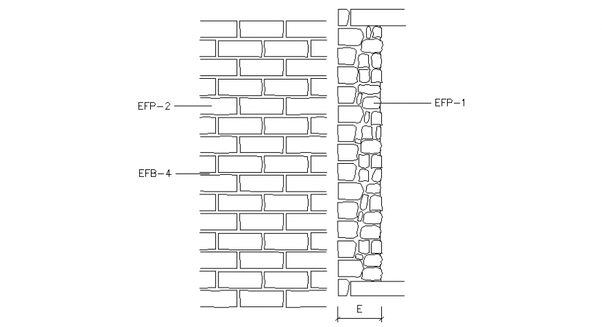 Exterior Brick Concept Detail with Stone Masonry in AutoCAD DWG