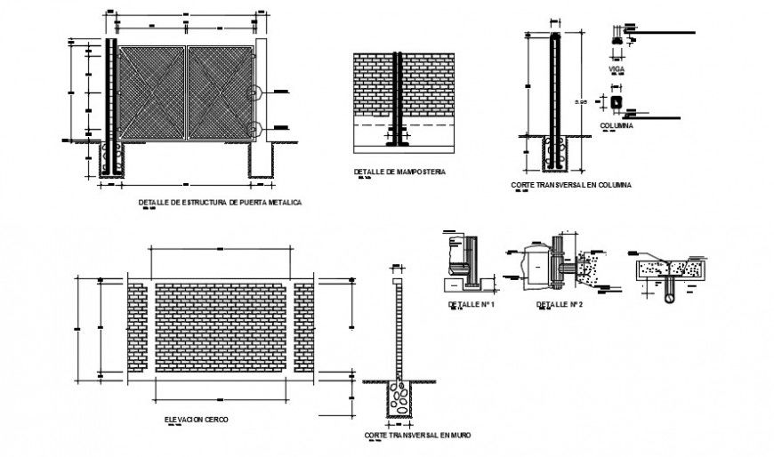 Brick construction project building elevation detail dwg file