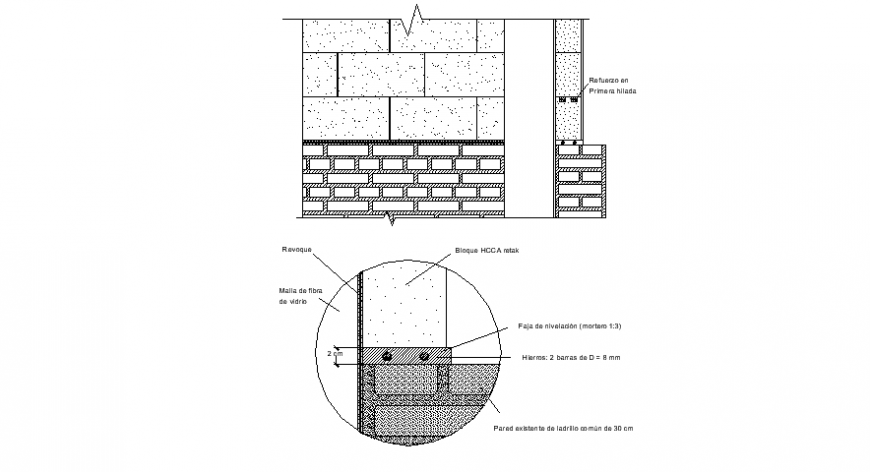 Brick Mansory detail design plan and section