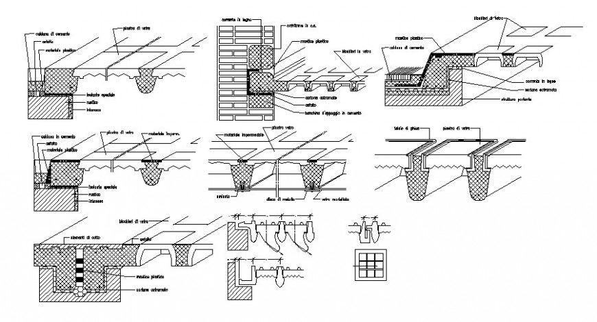 Brick masonry wall and structural units drawing in autocad