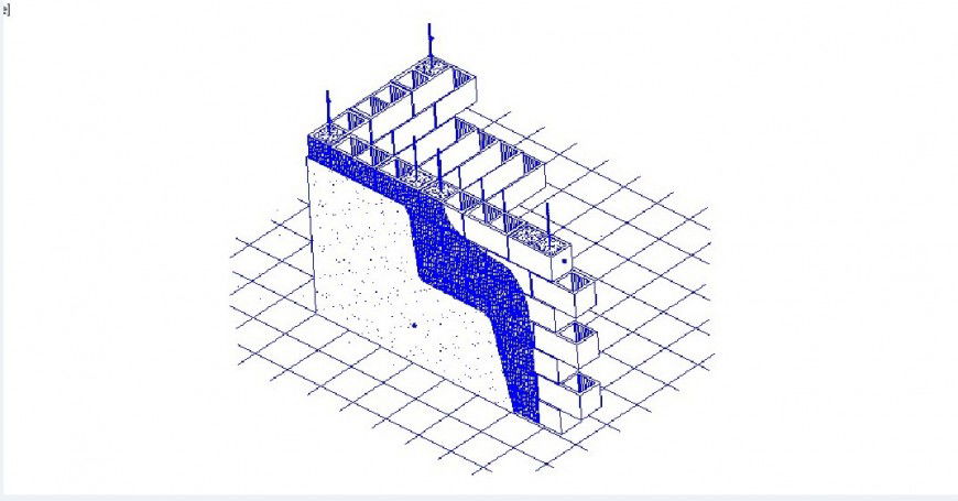 Brick wall block constructive structure cad drawing details dwg file