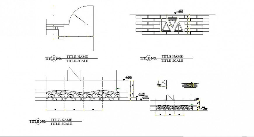 Brick wall construction cad drawing details dwg file