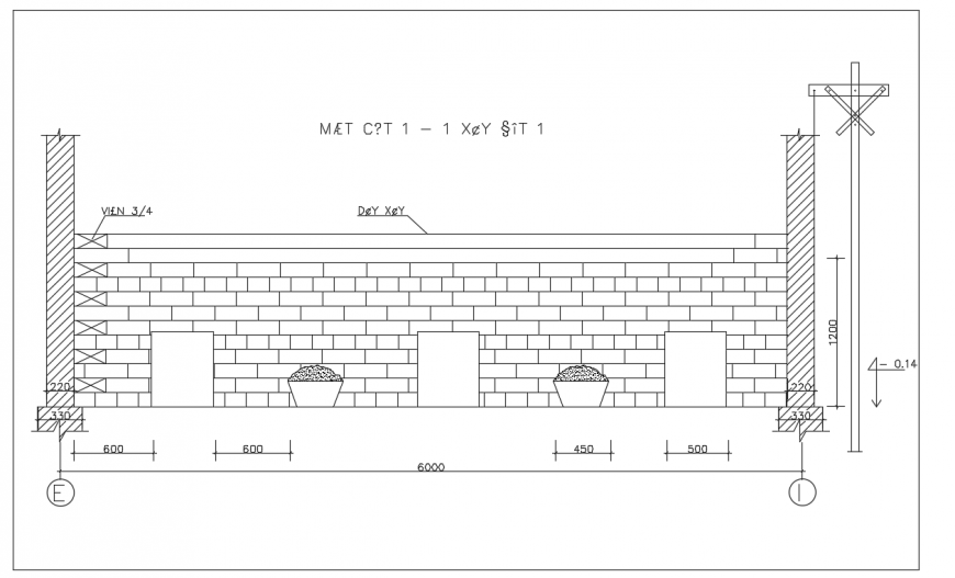 Brick Wall Construction Elevation design With Side Column