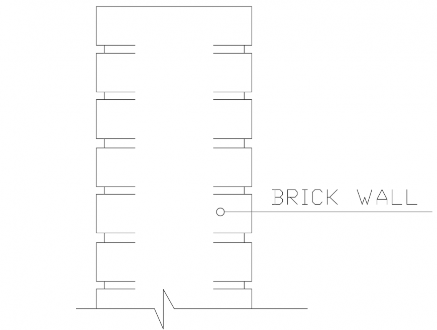 Brick wall constructive details dwg file