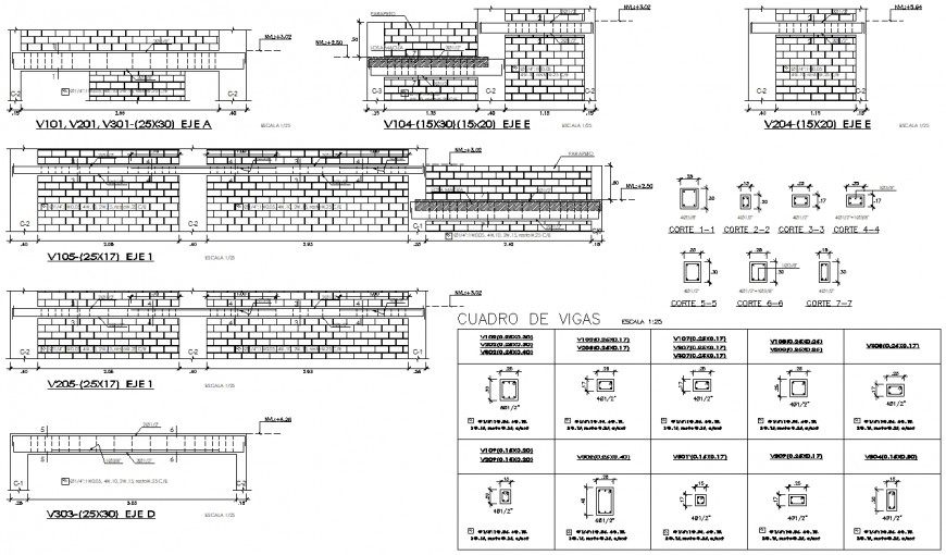 Brick wall elevation and column section plan autocad file
