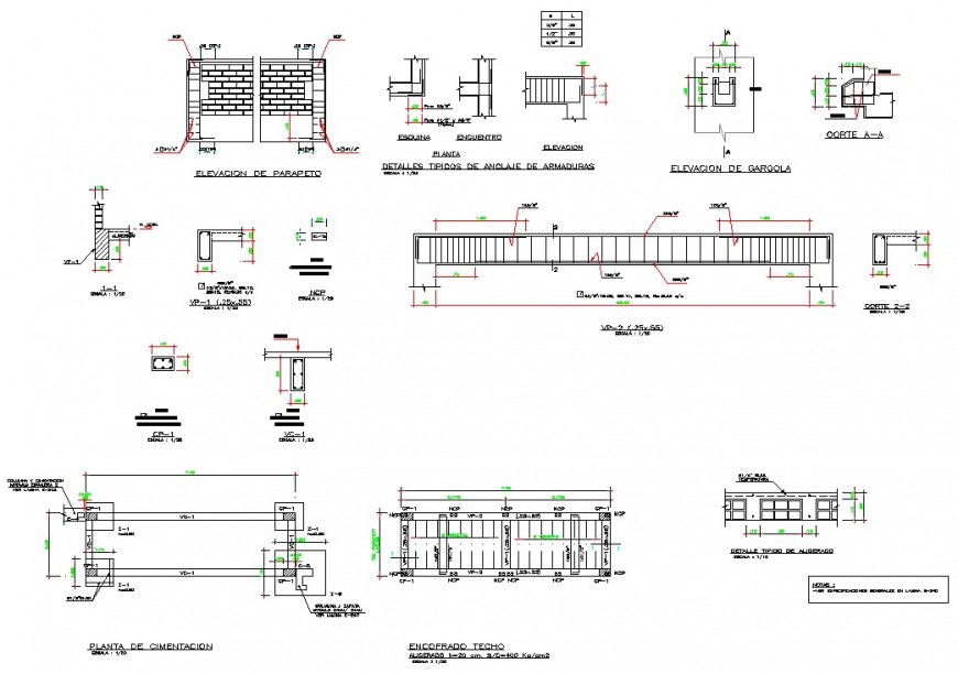 Brick wall elevation and foundation section layout file