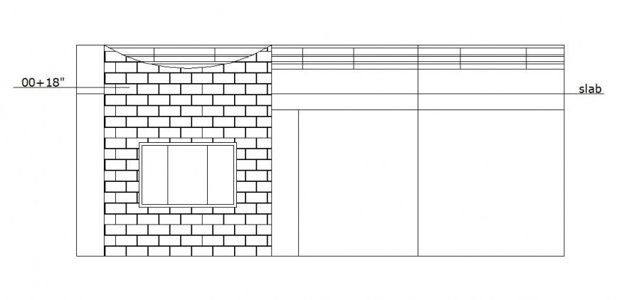 Brick wall elevation with slab cad drawing details dwg file