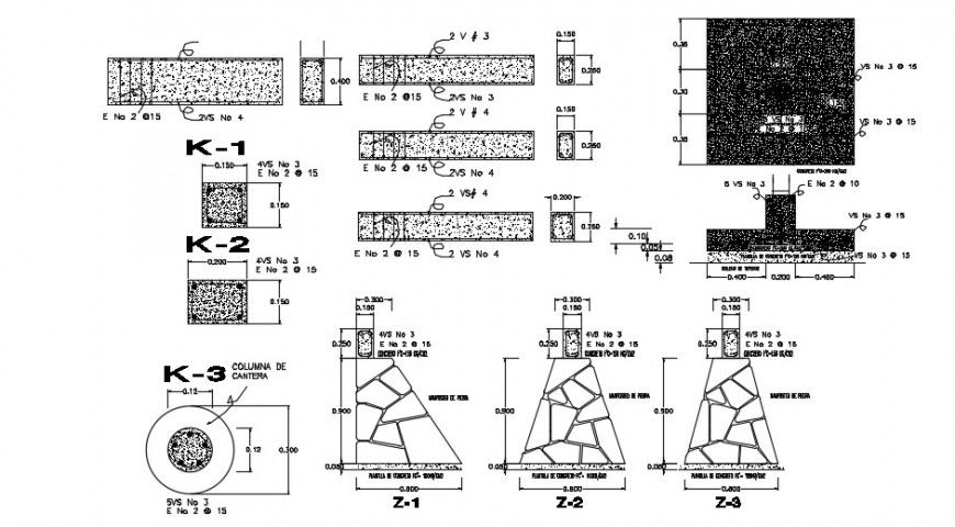 Brick wall sections and structure drawing details for house dwg file