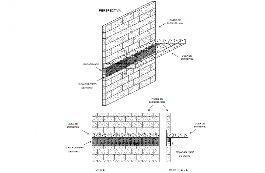 Brick wall to slab elevation and section layout file