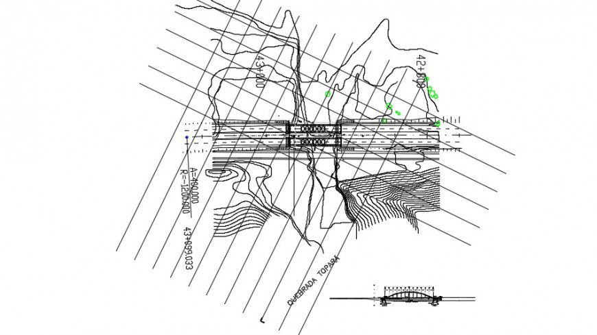 Bridge and highway top view layout plan detailing dwg file