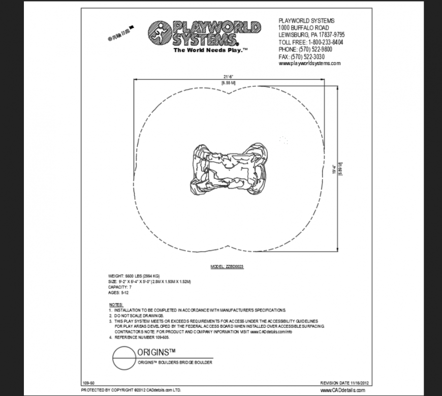 Bridge boulder play area play equipment model details dwg file