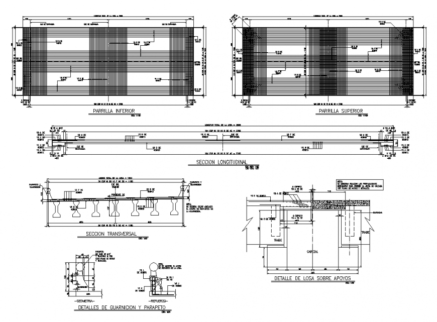 Bridge CAD construction structure plan and section 2d view layout file