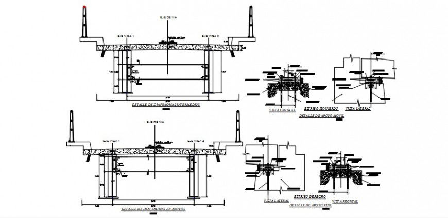 Bridge CAD structural blocks drawings 2d view autocad software file