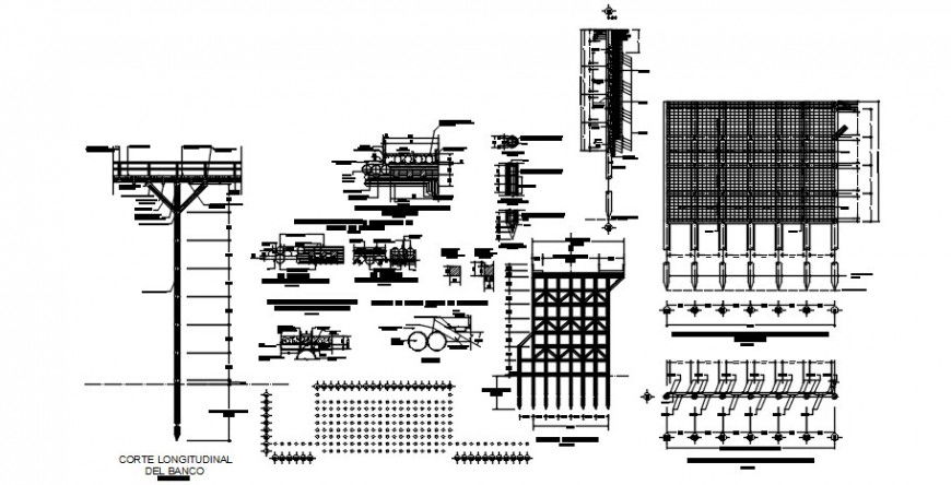 Bridge components drawings details 2d view CAD structural blocks dwg file