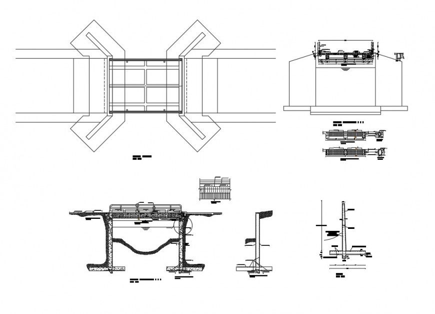 Bridge construction detail 2d view CAD structural block autocad file