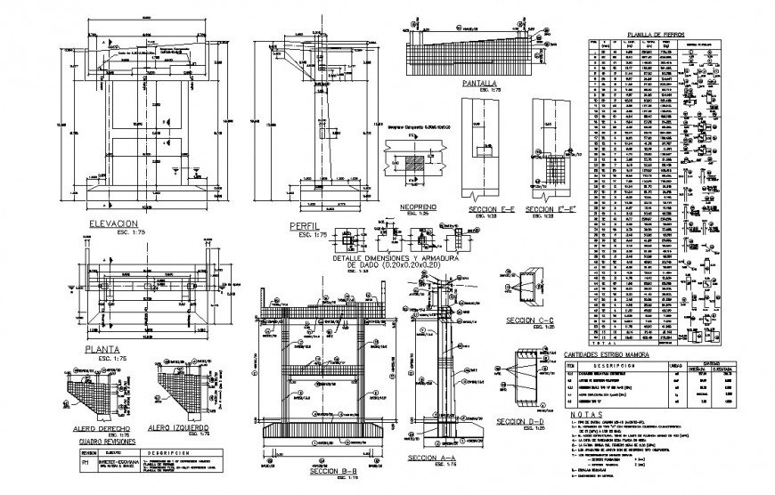 Bridge construction detail 2d view plan and section 2d view layout autocad file