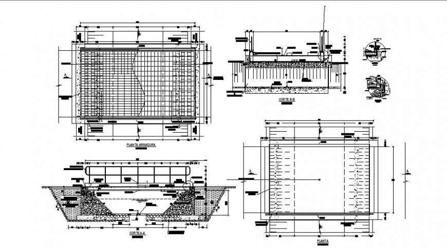 Bridge construction detail plan and sectional details in AutoCAD