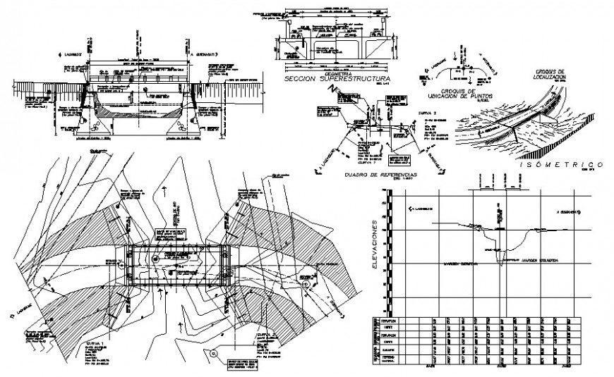 Bridge construction details drawings 2d view autocad file