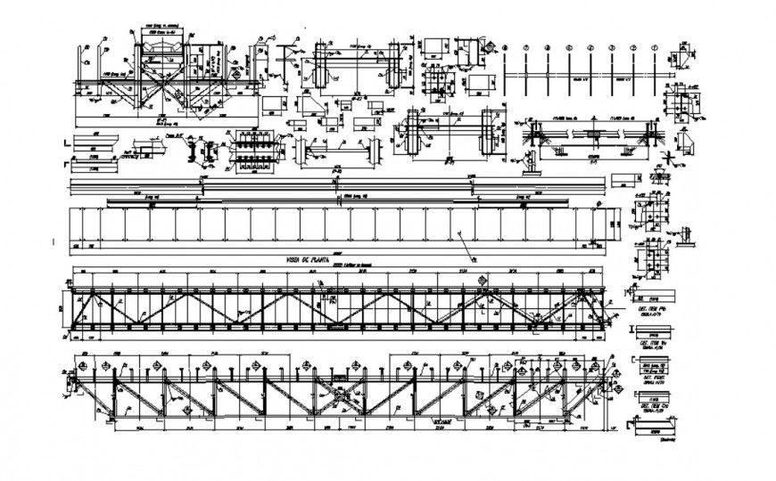 Bridge construction structural details 2d view dwg file