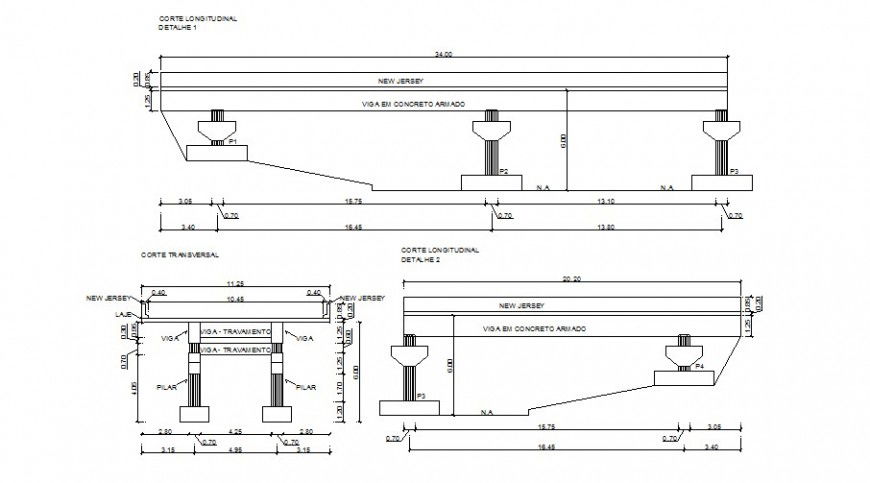 Bridge construction structure detail elevation 2d view autocad file