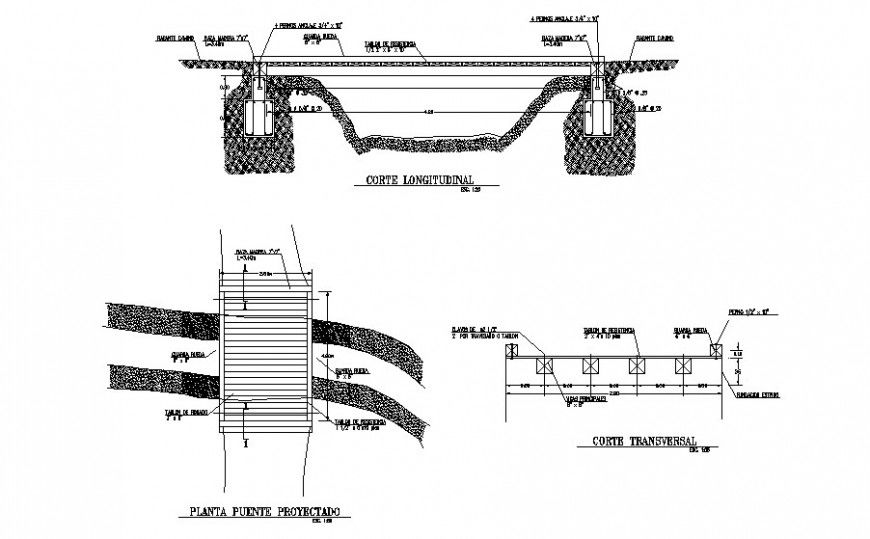 Bridge construction units detail plan and elevation 2d drawing in autocad