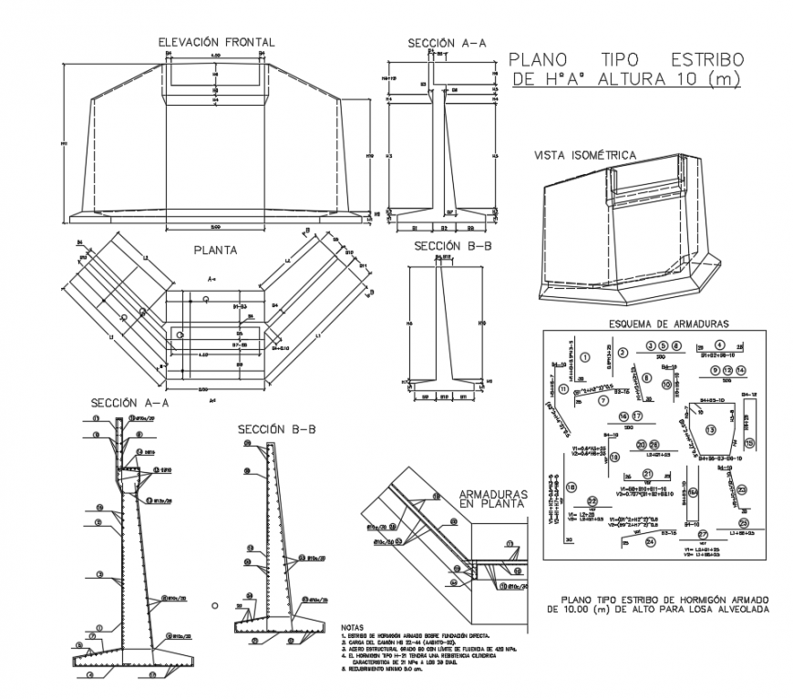 Bridge detail for reinforced concrete view with plan and elevation dwg file