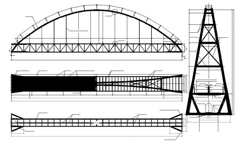 Bridge elevation, all sided section and auto-cad details dwg file