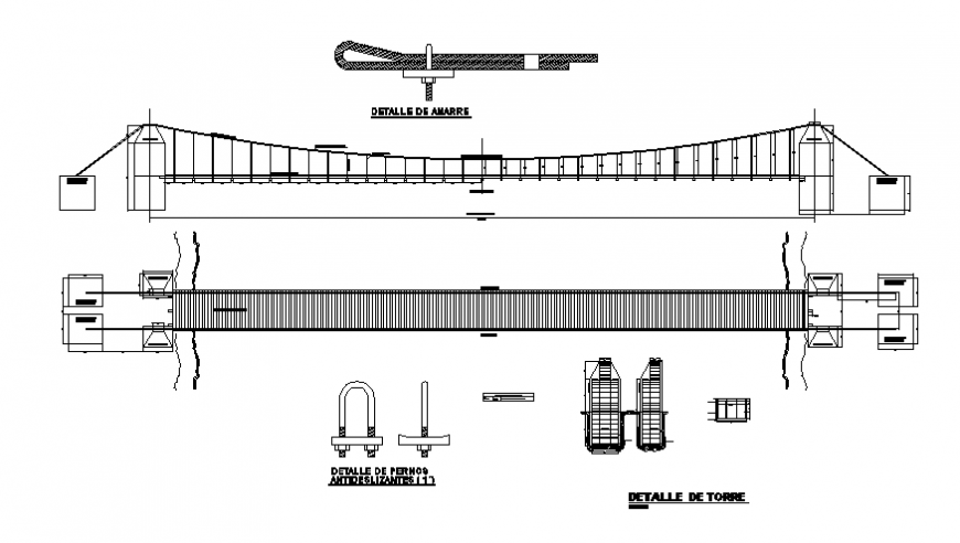 Bridge elevation, section and auto-cad details dwg file