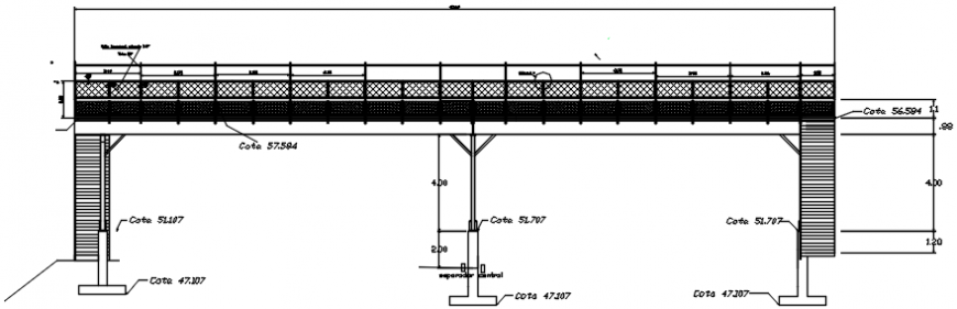 Bridge elevation with pedestrian structure in AutoCAD