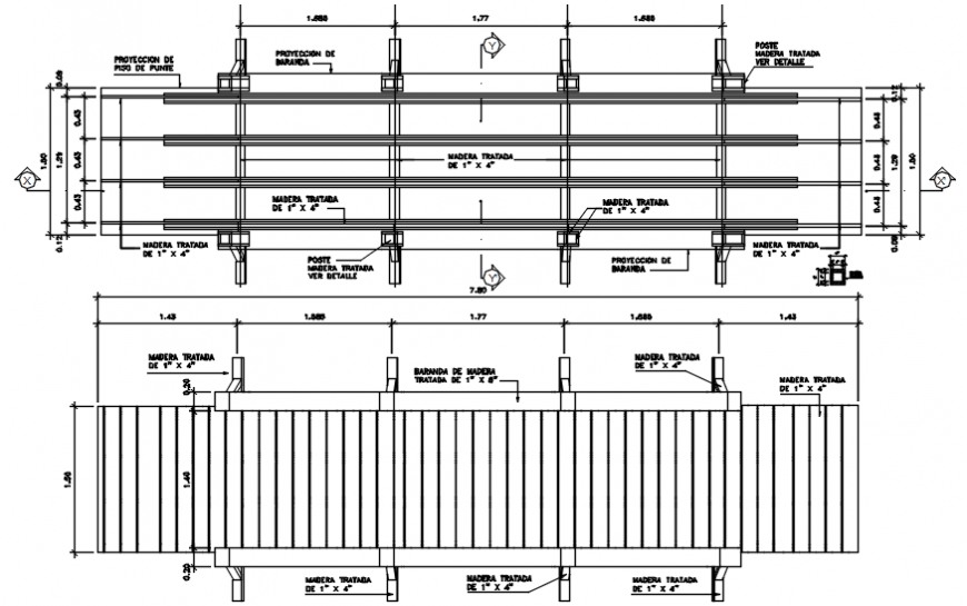 Bridge foundation plan and section cad drawing details dwg file