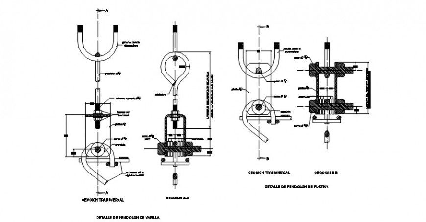 Bridge foundations and constructive structure drawing details dwg file