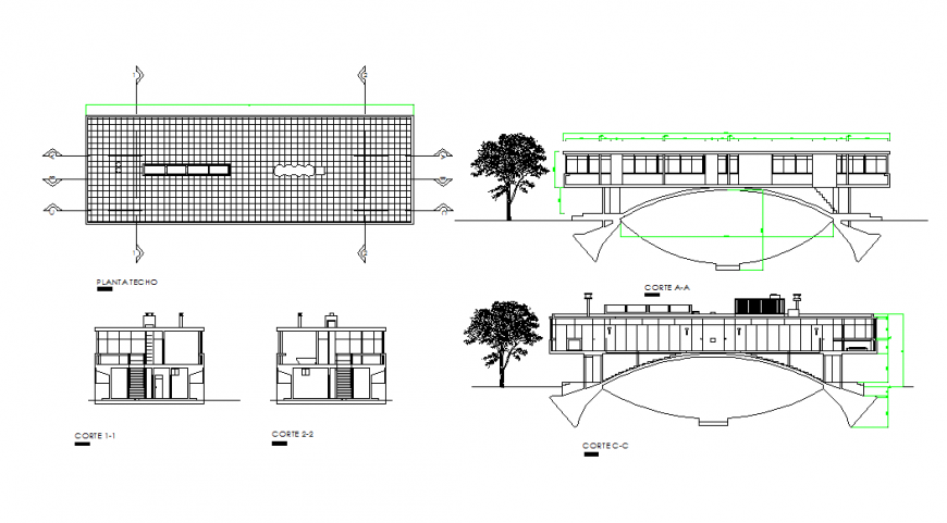 Bridge House Section & Top view design