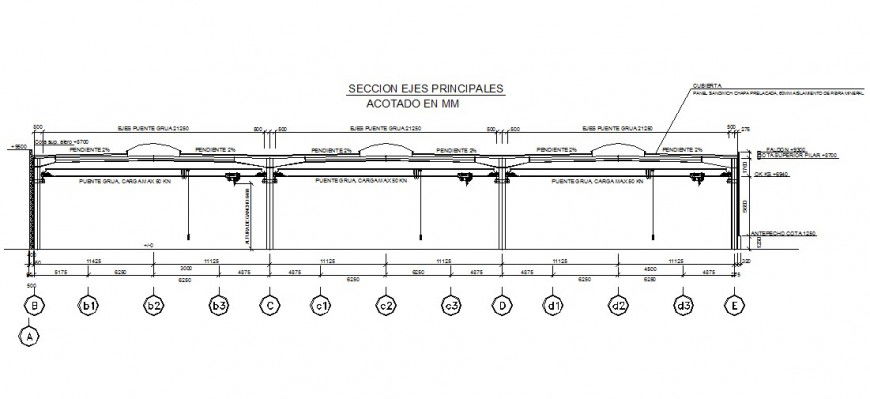 Bridge main section Construction detail 2d view layout dwg file