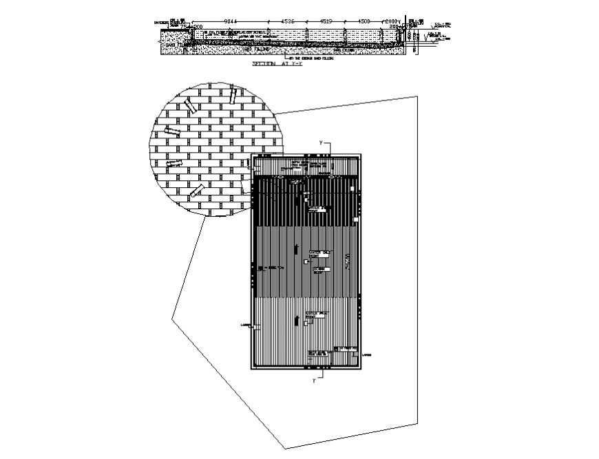 Bridge plan, section and constructive structure cad drawing details dwg file
