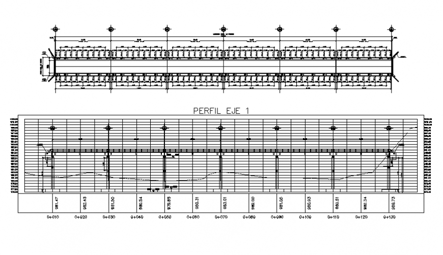 Bridge prefil section and constructive details dwg file