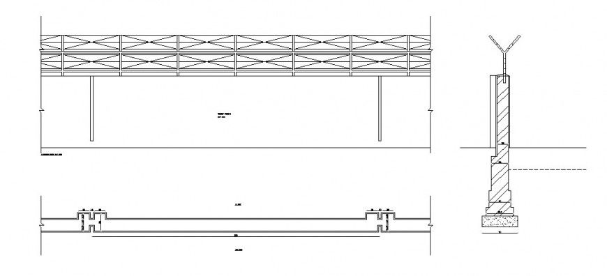 Bridge section, plan, construction and pillar cad drawing details dwg file